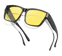 Nlieanuc Polarisées Surlunettes Conduite de Nuit - Surlunettes de Soleil Verre Jaune Anti-éblouissement Lunette Vision Nocturne pour Homme Femme (Noir Jaune)