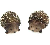 Nlinlin Lot de 2 mini figurines de hérisson vivantes en résine - Figurines d'animaux - Sculptures d'animaux domestiques - Fée sauvage - Décoration de jardin miniature - Accessoires pour micro paysage
