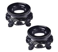 Nlinlin Lot de 2 présentoirs en bois noir pour sphère de cristal, support de boule de quartz, base en bois creux pour boule de cristal, décoration de la maison, support de boule de cristal