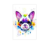 NLKQHTF Poster de bouledogue français sur toile pour décoration murale de salon, chambre à coucher (50 x 75 cm)