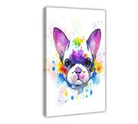 NLKQHTF Poster de bouledogue français sur toile pour décoration murale de salon, chambre à coucher (50 x 75 cm)