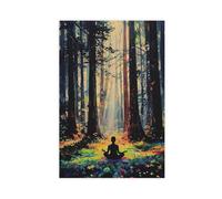 NLKQHTF Poster de méditation sur toile Redwood Forest - Décoration de chambre à coucher, bureau, chambre - Cadeau 40 x 60 cm