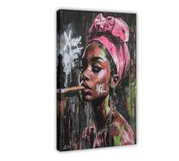 NLKQHTF Poster sur toile représentant une femme africaine - Décoration murale pour salon, chambre à coucher - 20 x 30 cm