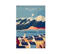 NLKQHTF Poster sur toile « Travelling in Islande » - Décoration pour chambre à coucher, bureau, chambre - Cadeau - 50 x 75 cm
