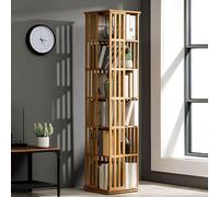 NLLATEI Bibliothèque Rotative, Bibliothèques Rotatives À 360° Étagère De Rangement Verticale d'angle Étagère À Livres sur Pied pour Salon, Chambre À Coucher, Bureau, Bibliothèque(Woodcolor,6 Tier)