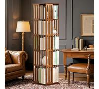 NLLATEI Bibliothèque Rotative, Étagère À Livres Rotative Empilable À 360 °, Bibliothèques sur Pied, Étagère De Rangement Rotative pour Petit Espace, Chambre À Coucher, Salle D'étude(Brown,5 Tier)