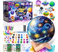 NLMWTI 2 en 1 Kit Peinture Enfant avec Lampe de Lune, Veilleuse 3D avec Figurines Spatiales, Kit D'artisanat Créatifs Cadeau Fille 5 6 7 8 9 10 Ans