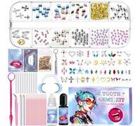 NLMWTI 43pièces Kit Strass Dentaire, 435 Cristaux pour la Décoration des Dents Avec Colle, Kit Strass Dentaire Générique pour les Dents Bling