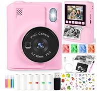 NLMWTI Appareil Photo Instantané Enfants, 1080P Appareil Photo Instantané Numérique, Caméra Vidéo & Selfie, avec Carte 32GB & Papier Photo, Cadeau Garçons pour Garçons Filles de 3-12 Ans