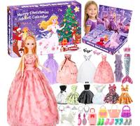 NLMWTI Calendrier de L'avent 2025, 24 Surprises Dont des 1 Poupée Blonde, 12 Vetement, Accessoires, Calendrier de L'avent Enfant 3 Ans Et & Cadeaux de Noël