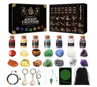 NLMWTI Calendrier de l'avent 2025 Pierre Precieuse,Calendrier de l'avent Pierre Precieuse, 24 Pièces Ensemble de Cristaux de Guérison Naturels, Lithothérapie Calendrier Noël pour Femme