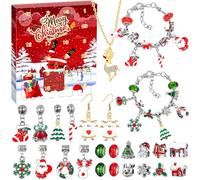 NLMWTI Calendrier de l'Avent Bijoux 2025 Enfant Fille, 24 Surprises Calendrier de l'avent Enfant Ado, Calendrier de Noël Bracelet Collier Fabrication Bijoux Fille Cadeaux de Noël 5 6 7 8 9 10 11Ans