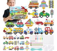 NLMWTI Kit de Perles à Repasser Grosse 10MM, 1500pcs Perle a Repasser 19 Couleurs avec Plaque Perle a Repasser, 15 Motifs 5 Papiers à Repasser, Cadeau d'anniversaire/de Noël pour Enfants