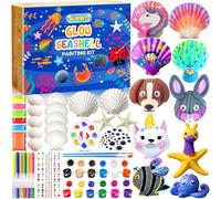 NLMWTI Kit Peinture Enfant, 81pcs Bricolage Enfant avec Coquillages, Activites Manuelles pour Enfants, Kit Loisir Créatif Enfant 5 6 7 8 9 10 Ans