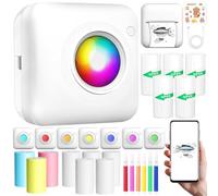 NLMWTI Mini imprimante Portable avec lumière LED, Mini Imprimante Thermique, Imprimante Etiquette Autocollante pour Notes D'étude,D'étiquettes,Photos (Peut Imprimer 300 Fois en continu)