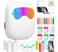 NLMWTI Mini Imprimante Portable, Imprimante Thermique Instantanée sans Fil Bluetooth avec 14 Rouleaux de Papier, imprimante Etiquette autocollante pour iOS & Android, pour Notes, Photos, Journal