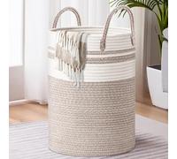 NLMWTI Panier à Linge Sale en Coton Tissé, 50L Panier a Linge Sale avec Poignée, Grand Paniere a Linge Pliable, Paniere a Linge Sale pour Buanderie Chambre Denfant Salon Jouets