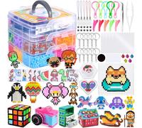 NLMWTI Set de Perles à Repasser 11000 Pièces avec Boîte de Rangement, Noel Loisirs Créatifs Kit 5mm avec Plaque Perle Papier à Repasser, Accessoires, Cadeau Noël Anniversaire pour Garçon Filles