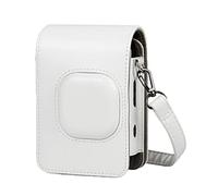 NLNGZKZFNF Sac for caméra de Film instantané Hybride Puce Cuir rétro Brun Noir Brun Blanc Coiffe de Sac for bandoulière Convient for Fujifilm Instax Mini Liplay Protection de la caméra(Wit)