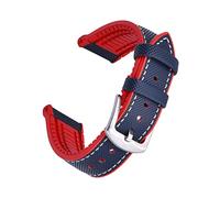 NLNKDTDPAK 2 0mm 22mm for chaque marque Bleu Orange Blue Orange Fluororubber multicolore + Bracelet en cuir Diving Bande de sport étanche(Blue Red,22mm)