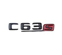 NLNKDTDPAK 3D ABS Chrome Noir Rouge Insigne De Garde-Boue De Voiture Autocollant De Coffre Arrière Emblème C63S Logo Ajustement for Mercedes C 63 S AMG W205 W204 W203 Accessoires(Black Red 2015)