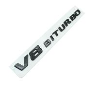 NLNKDTDPAK 3D ABS Chrome Noir Rouge Insigne De Garde-Boue De Voiture Autocollant De Coffre Arrière Emblème C63S Logo Ajustement For Mercedes C 63 S AMG W205 W204 W203 Accessoires(V8 Shiny Black 16-22)