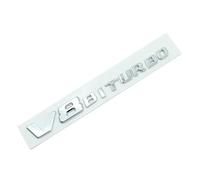 NLNKDTDPAK 3D ABS Chrome Noir Rouge Insigne De Garde-Boue De Voiture Autocollant De Coffre Arrière Emblème C63S Logo Ajustement for Mercedes C 63 S AMG W205 W204 W203 Accessoires(V8 Silver 16-22)