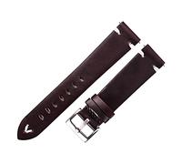 NLNKDTDPAK Bande de montre en cuir Noir Brown Dark Huile Cire Cuir Sangle Italienne 18mm 20mm 22mm Courroie de montre for la main for la main(Red wine-silver,20mm)
