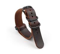 NLNKDTDPAK Bande de montre en cuir Vintage 18mm 20mm 22mm Café NATO Strap en cuir Sangle de rafale Crack Black Five Cince for hommes Bracelet(18mm)