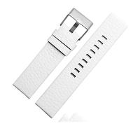 NLNKDTDPAK Bandes de montre en cuir DZ1657 DZ1405 DZ120 Regarder Strap Men's Wrist Watch Bands 2 6 mm 28 30 22 24 Ajustement for le diesel(White-silver buckle,22mm)