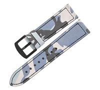 NLNKDTDPAK Bandes en cuir Smart Watch Camouflage 20mm 22mm Sangle de montre en cuir estampée Sangle de bracelet for libération rapide for Samsung Galaxy(Camouflage Blue,22mm)