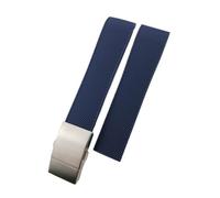 NLNKDTDPAK Bracelet de montre en caoutchouc, 19mm 20mm 21mm, adapté for Longines Master Conquest HydroConquest L3, noir gris bleu, bracelet de montre en Silicone(Blue Silver,20mm)