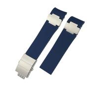 NLNKDTDPAK Bracelet de montre en caoutchouc et Silicone, 22mm, adapté for Ulysse Nardin 263 DIVER, bracelet for extrémité incurvée, noir et bleu, bracelet de Sport(Blue 1,22mm Gold Buckle)