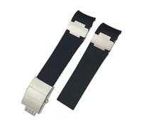 NLNKDTDPAK Bracelet de montre en caoutchouc et Silicone, 22mm, adapté for Ulysse Nardin 263 DIVER, bracelet for extrémité incurvée, noir et bleu, bracelet de Sport(Black 1,22mm Silver Buckle)