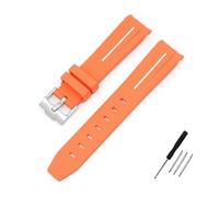 NLNKDTDPAK Bracelet de montre en caoutchouc, Interface for extrémité incurvée de 20mm, adapté for Omega, for Moonswatch, Joint Constellation, bracelet de montre de sport for hommes et femmes(Orange wh