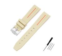NLNKDTDPAK Bracelet de montre en caoutchouc, Interface for extrémité incurvée de 20mm, adapté for Omega, for Moonswatch, Joint Constellation, bracelet de montre de sport for hommes et femmes(Beige ora