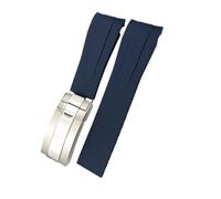 NLNKDTDPAK Bracelet de montre en caoutchouc noir bleu, 21mm 22mm, adapté for Rolex DEEPSEA Sea-Dweller Submariner, accessoire de bracelet de montre en Silicone(Blue,21MM DEEPSEA_SILVER ROSE)