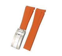 NLNKDTDPAK Bracelet de montre en caoutchouc noir bleu, 21mm 22mm, adapté for Rolex DEEPSEA Sea-Dweller Submariner, accessoire de bracelet de montre en Silicone(Orange,21MM DEEPSEA_SILVER)