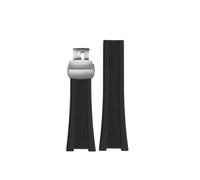 NLNKDTDPAK Bracelet de montre en caoutchouc Silicone, 25x13mm, for rayures souples, noir, marron, gris, vert, for hommes, adapté for Patek Philippe(B Black-S)