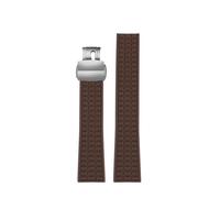NLNKDTDPAK Bracelet de montre en caoutchouc Silicone for hommes, 19mm, for carreaux, noir, bleu, marron, adapté for Patek Philippe Aquanaut 5164A 5167A 5168A(Brown-Silver)