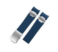NLNKDTDPAK Bracelet de montre en caoutchouc Silicone for hommes, 22mm, Interface Arc, noir, marron, bleu, plongée nautique, adapté for Ulysse Nardin 263(B Blue-Silver)