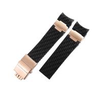 NLNKDTDPAK Bracelet de montre en caoutchouc Silicone for hommes, 22mm, Interface Arc, noir, marron, bleu, plongée nautique, adapté for Ulysse Nardin 263(A Black-Gold)