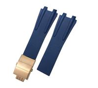 NLNKDTDPAK Bracelet de montre for boucle pliante en acier et caoutchouc de Silicone, 26mm, adapté for Ulysse Nardin, bleu, noir, marron, accessoires de Sport(Blue Roes buckle)