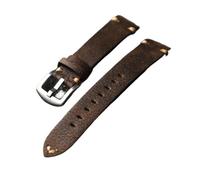 NLNKDTDPAK Bracelet en cuir de couche de tête fait for la main, bracelet en cuir italien marron 18 19 20 21 22MM, style vintage ancien, bracelet for hommes(Silver buckle,22mm)