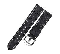 NLNKDTDPAK Bracelet en cuir poreux for montre le poignet bandeau de bracelet respirable cuir montre Bracelet 20mm 22mm 23mm Vintage Vintage Green(Dark grey,22mm)