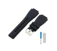 NLNKDTDPAK Bracelets de montre en Silicone, respirants et respectueux de la peau, for une bonne Texture, 24mm, adaptés for séries Bell Ross BR01 BR03(Black-ST-K3,24mm)