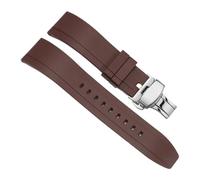 NLNKDTDPAK Bracelets de montre universels en Silicone, durables et résistants for l'usure, souples et confortables, 20, 22, 24mm(Coffee-Steel-B1,20mm)