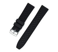 NLNKDTDPAK Caoutchouc fluor Sangle Smart Watch 18mm 20mm 22mm Sport Landbands de plongée étanche Sport Ajustement de remplacement for Smart Watchs(Schwarz,22mm)