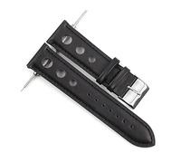 NLNKDTDPAK Cuir for la main Vintage Bracelet Montre Bracelet Ceinture 18mm 20mm 22mm Hommes Watchband Hollow respirant Black Watchstrap(Black-Black Wire,18mm)