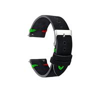 NLNKDTDPAK Cuir Main Point de montre Bande Bande Strap Bande Silver Boucle for pâte Pin. Boucle en cuir d'origine 18mm 20mm 22mm Kzsd03(Black-Red Green Line,20mm)